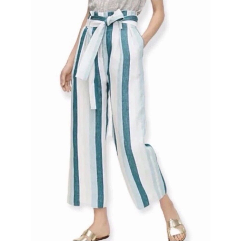 NWT - J. CREW Paper Bag Linen Pant Cabana Stripe, Lined, Sz 2